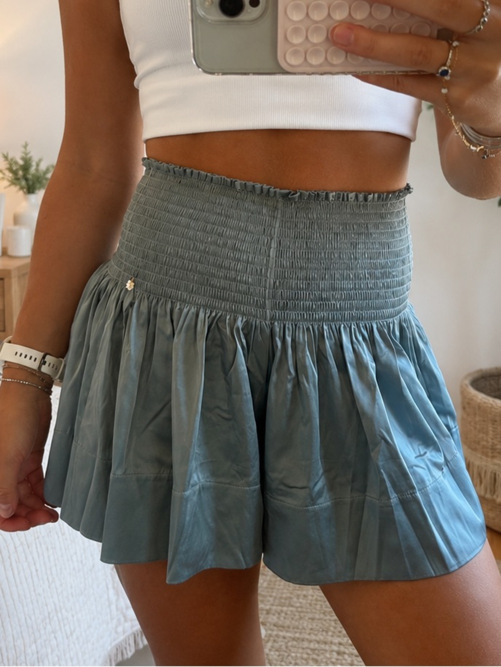 Natural Life Smocked Waist Blue Skort